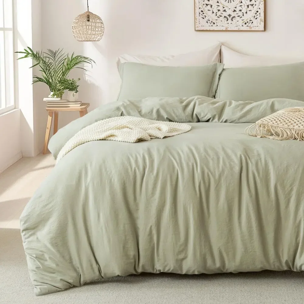 MILDLY Soft Duvet Cover - 100% Washed Microfiber October Mist Sage FULL 80X90
